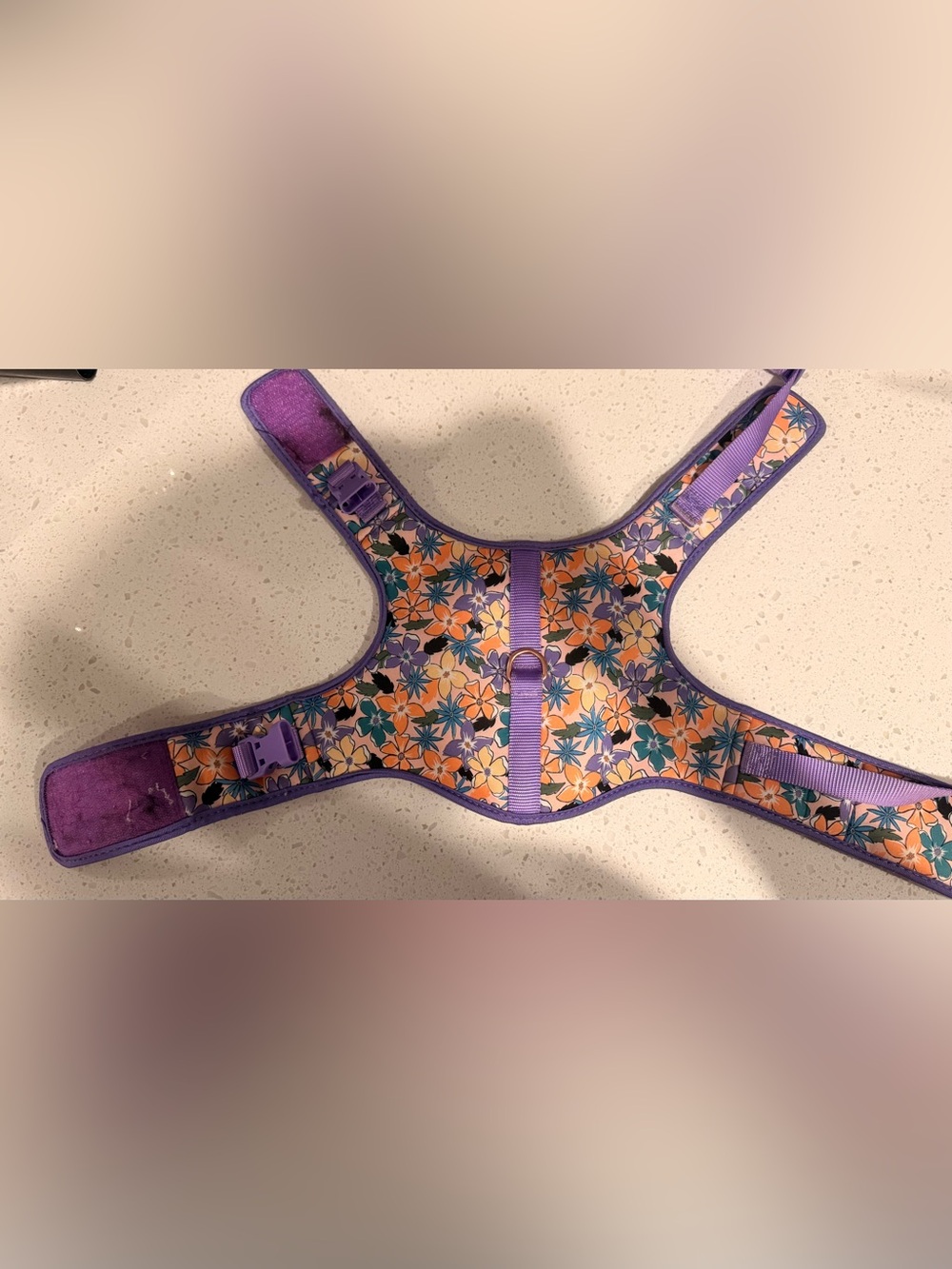 Top Paw Medium Purple Floral Dog Harness Adjustable Mesh Walking Harness